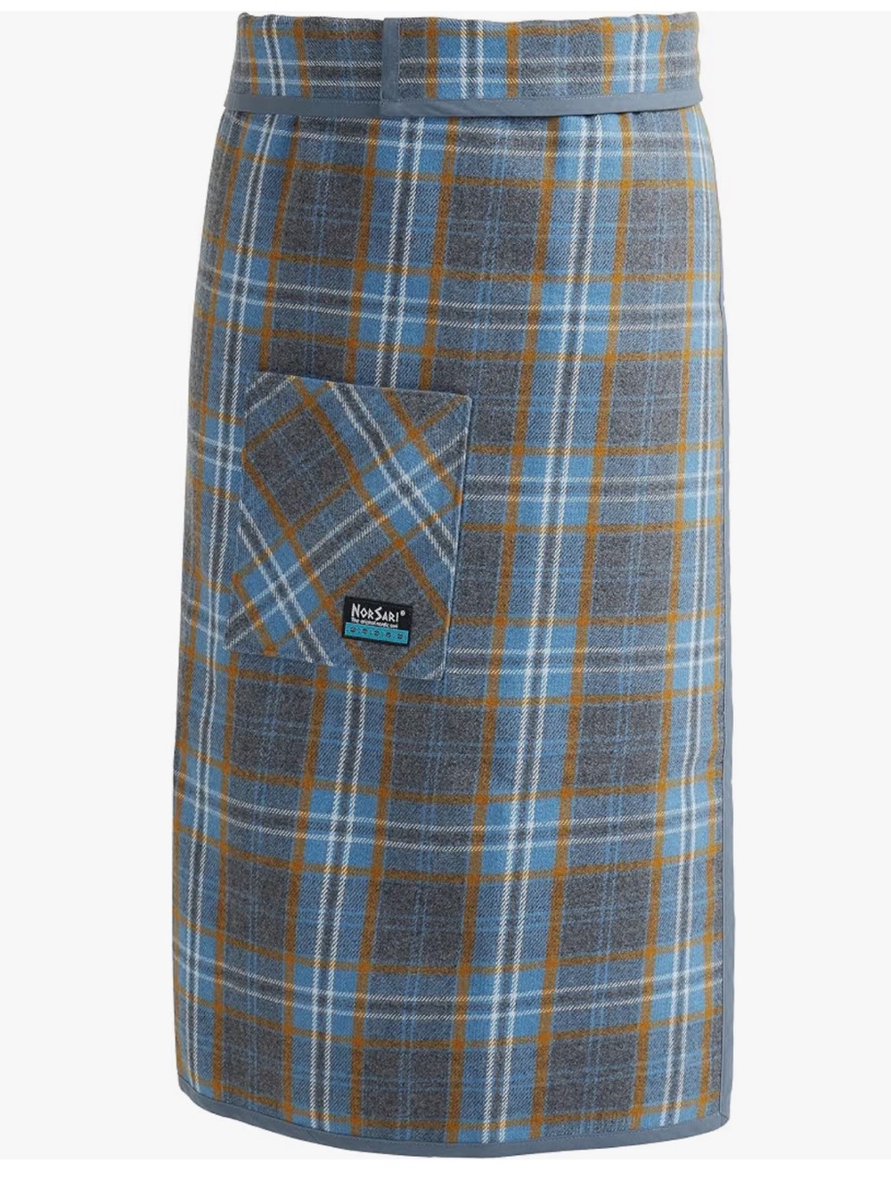 Norsari Plaid Pocket Skirt in Blue and Mustard